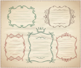 Wall Mural - Hand drawn monogram vintage frames with place for text