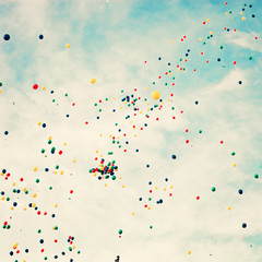 Sticker - A lot of balloons over a retro sky