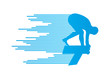 © kstudija - Swimmer position for jump on starting block vector background co