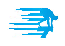 Swimmer Position For Jump On Starting Block Vector Background Co