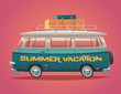 Camper van. Summer vacation. Vector illustration.