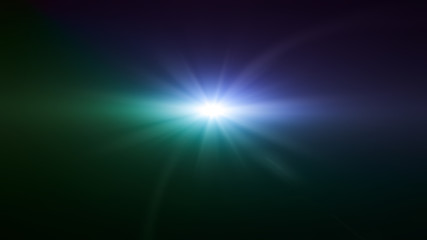 Wall Mural - space star flare blue and green color lens flare