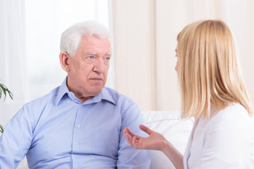 Canvas Print - Older man and nurse