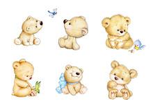 Set Of 6 Teddy Bears