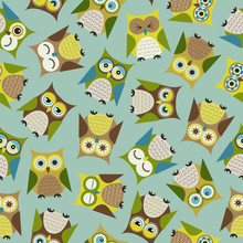 Seamless Owls Retro Pattern