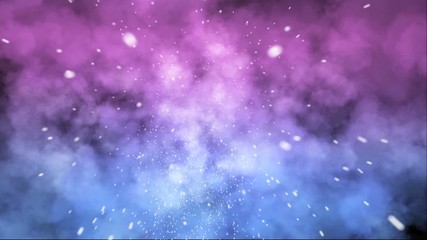 Seamlessly loop-able purple and blue cloudscape with beautiful snow falling
