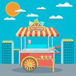 Shiny colorful ice cream cart vector illustration. Awesome creat