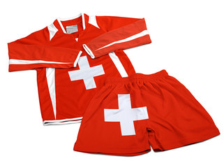 Flag from Switzerland on nylon soccer sportswear clothes