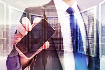 Aufkleber - Composite image of businessman showing his smartphone screen