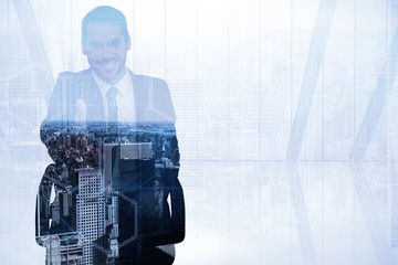 Poster - Composite image of smiling businessman on a chair