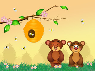 Sticker - bears play with bees