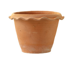 Wall Mural - Clay flowerpot isolated on white background