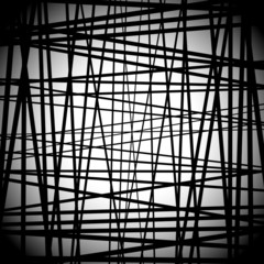 Aufkleber - Abstract black and white art with random lines. Editable.