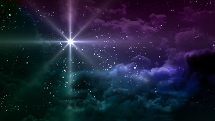 Wall Mural - Starry Night with colorful cloudy sky