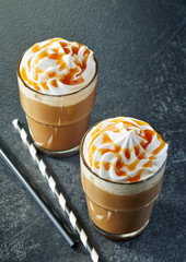 Sticker - two glasses of caramel latte with whipped cream