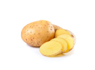 Wall Mural - Sliced potatoes on white background