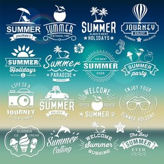 Summer labels, logos, icons and elements.