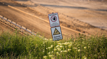 Wall Mural - open-cast mining germany warning sign