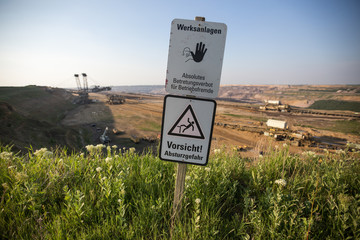 Wall Mural - open-cast mining germany warning sign