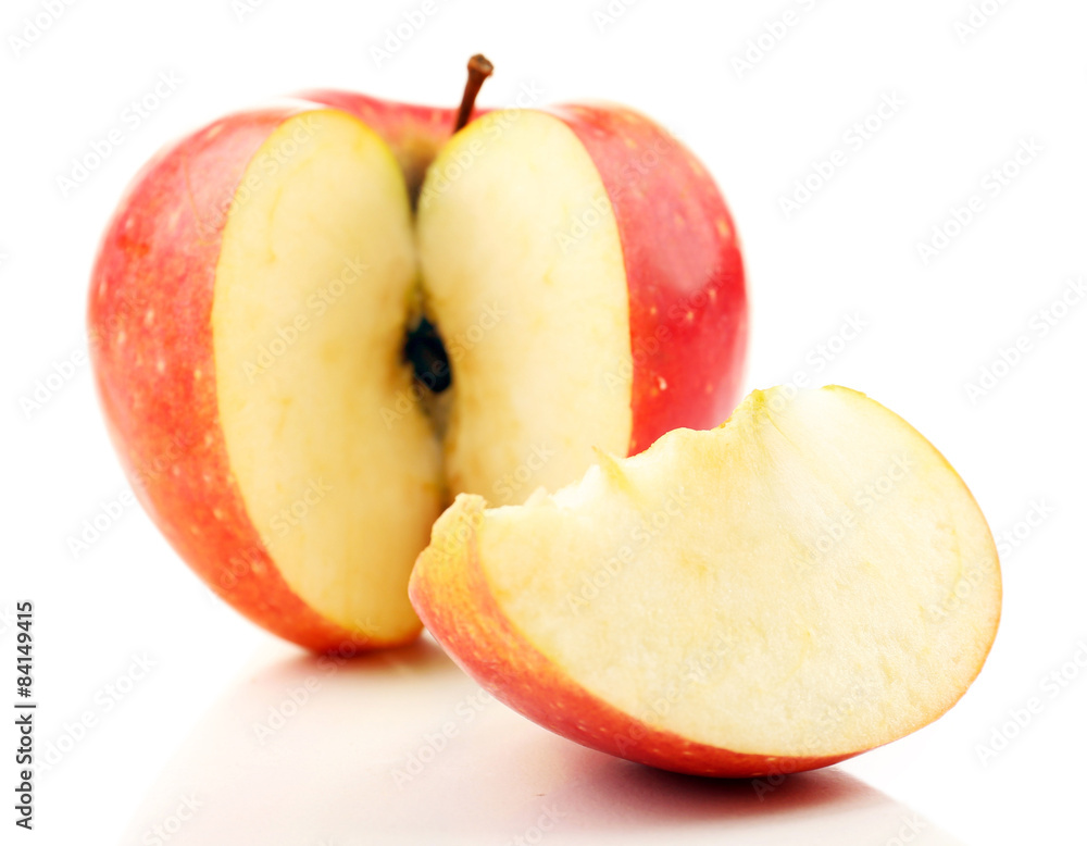 Sliced apple isolated on white