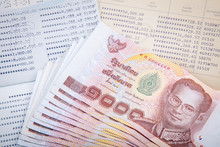 Thai Money On Two Saving Account Passbook