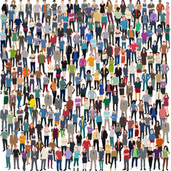 huge crowd of casual people as a vector background