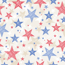 Background With Seamless Pattern With Red And Blue Stars For  In