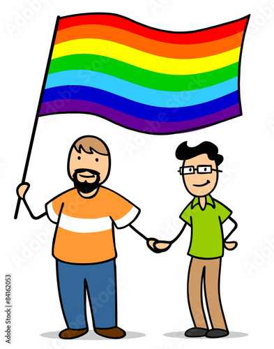 Schwules Paar Mit Regenbogenflagge Kaufen Sie Diese Illustration Und Finden Sie Ahnliche Illustrationen Auf Adobe Stock Adobe Stock