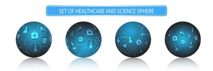 Wall Mural - vector set of sphere health care and science concept