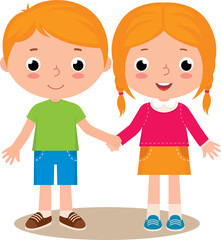 two friends boy and girl isolated on white