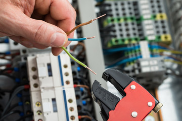 Canvas Print - Technician Holding Cables And Work Tool