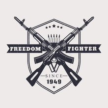 Freedom Fighter T-shirt Design, With Crossed Assault Rifles