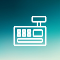 Sticker - Cash Register machine thin line icon