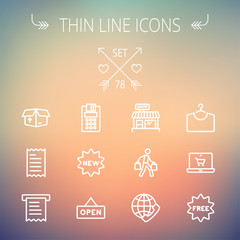 Business shopping thin line icon set