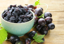 Natural Organic Dried Grapes Raisins, Rustic Still Life
