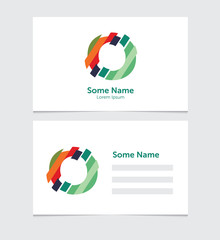 Business card vector template, letter o logo