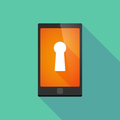 Poster - Long shadow phone icon with a key hole