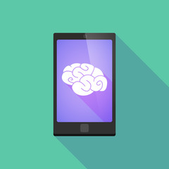 Poster - Long shadow phone icon with a brain