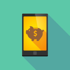 Poster - Long shadow phone icon with a piggy bank