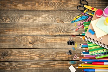 Canvas Print - School, isolated, crayons.