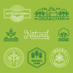 Aufkleber - Vector agriculture and organic farm line logos