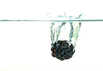 Blackberry falling into water with a splash