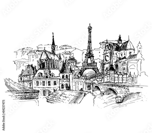 Naklejka na szafę Paris, vector illustration