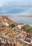 Fototapeta  - scenic view over Varanasi from the roof 