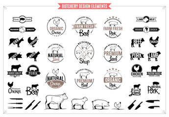 Wall Mural - Butchery Logos, Labels, Charts and Design Elements