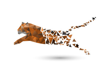 Poster - leaping tiger from polygons