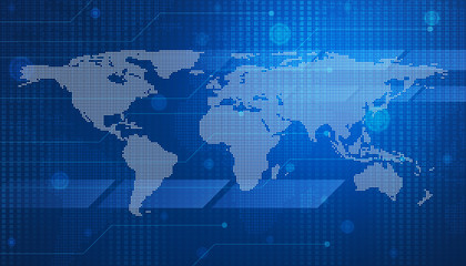 digital world map technology style