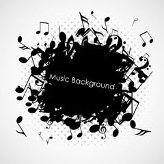 Poster - Abstract music background with notes, vector