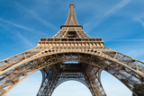 Fototapeta Boho - Eiffel tower in Paris against blue sky
