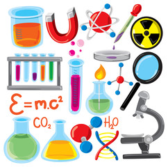 set of science stuff icon